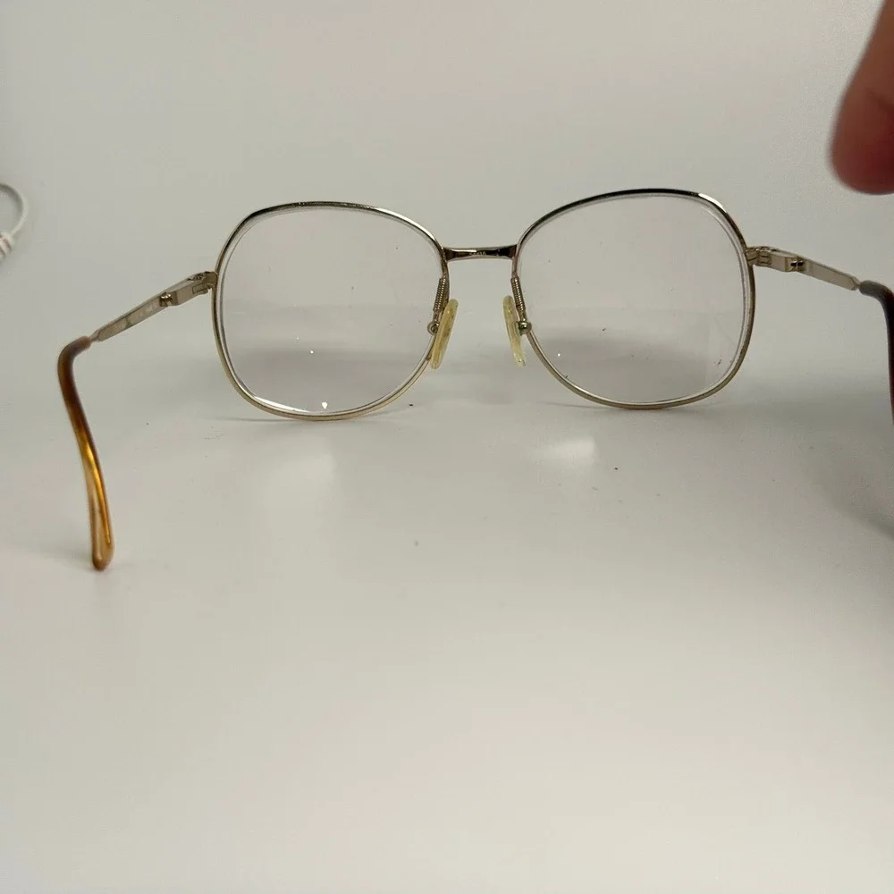 Nouveau Eyewear Alexis Gold Metal Square Glasses Frame Italy 52-18-135 24086